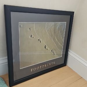 Hologram Framed Footprints Beach Print in Black Frame